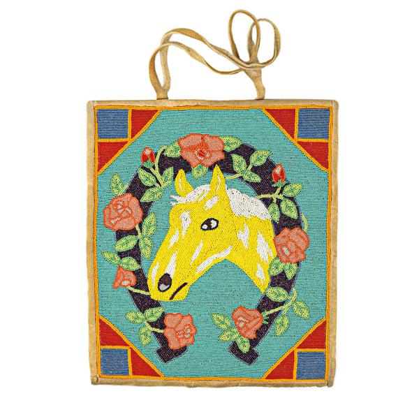 peyote bird Painted Horse Plateau Bag c. 1950