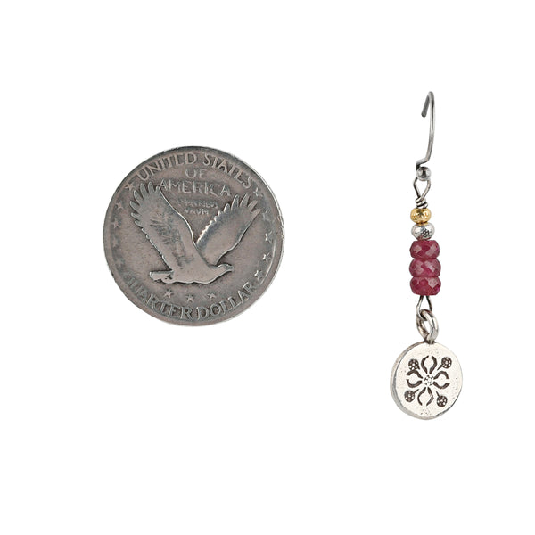 Peyote Bird Ruby Trio Earrings
