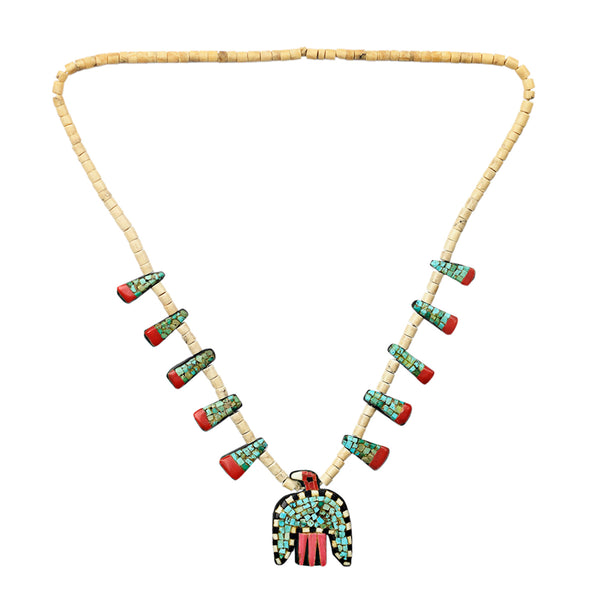 peyote bird Santo Domingo Battery Bird Necklace