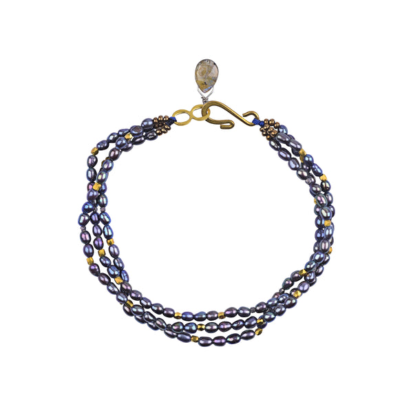 peyote bird Shades of Grey Pearl Bracelet