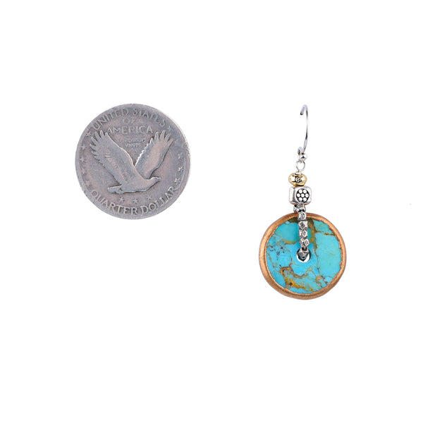 Peyote Bird Turquoise Disc Earrings