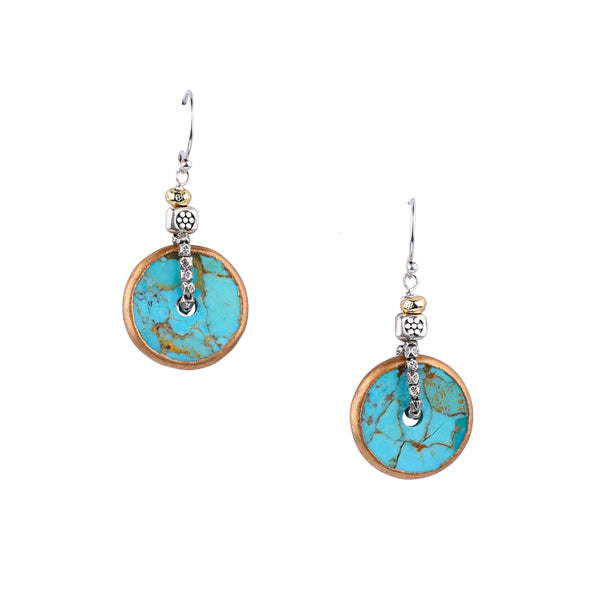 peyote bird Turquoise Disc Earrings