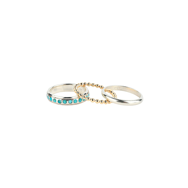 peyote bird Turquoise Dots Ring Set