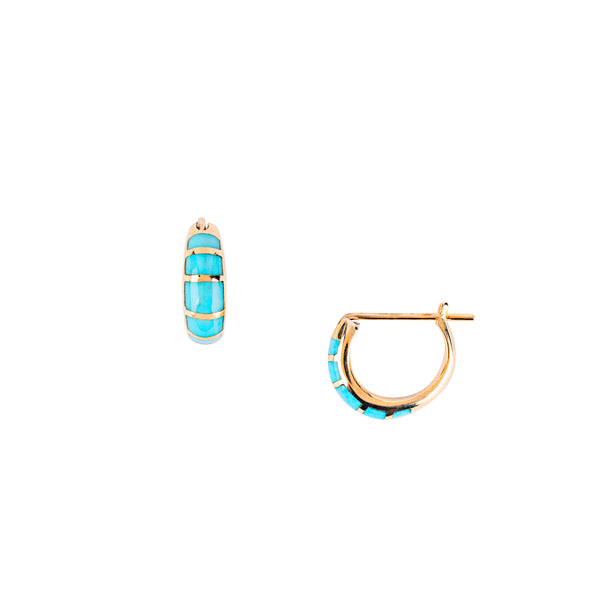 peyote bird Turquoise Hoop Earrings