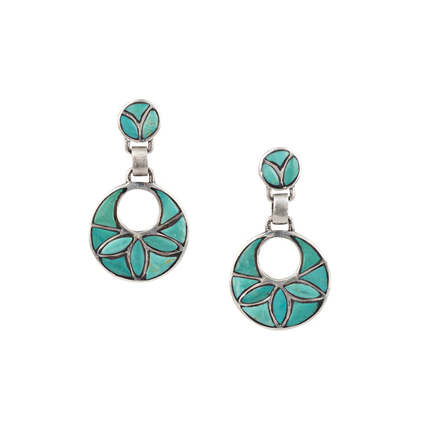 peyote bird Turquoise Lotus Earrings