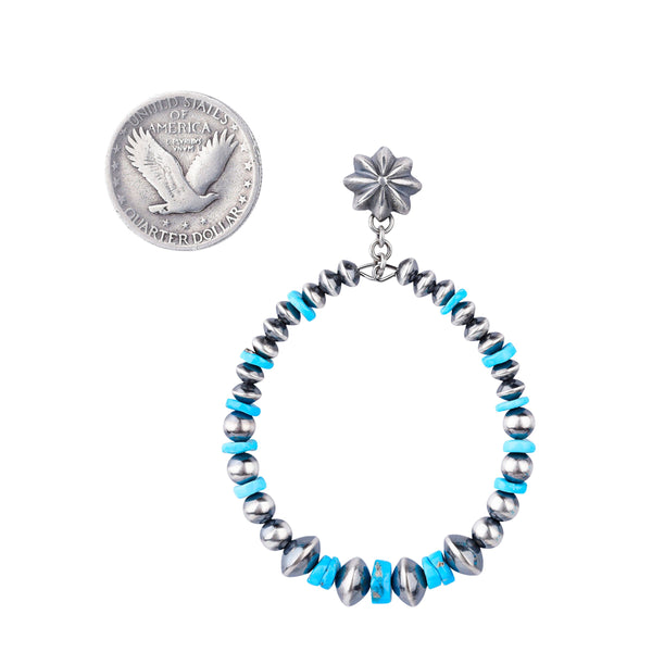 Peyote Bird Turquoise Valley Hoop Earrings