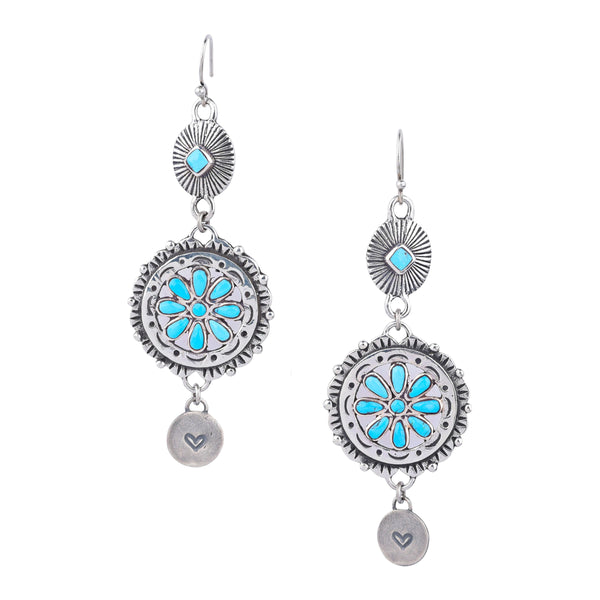 peyote bird Turquoise Wagon Earrings