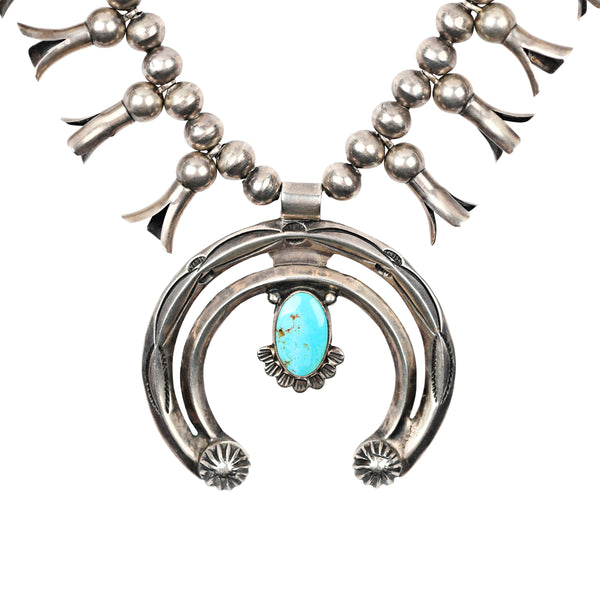 Peyote Bird Vintage Navajo Squash Blossom Necklace