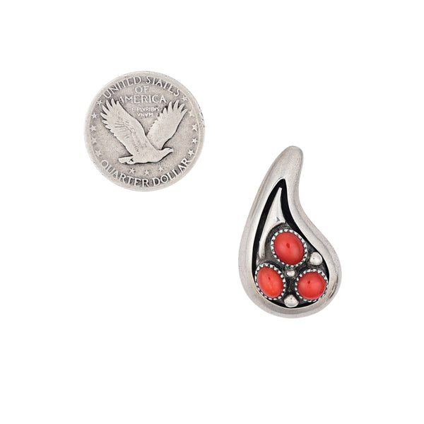 Peyote Bird Vintage Red Coral Clip Earrings