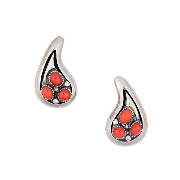 peyote bird Vintage Red Coral Clip Earrings