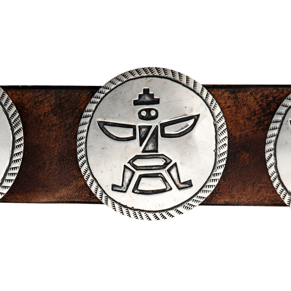 Peyote Bird Vintage Sterling Overlay Concho Belt