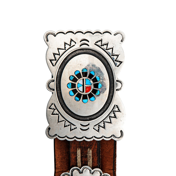 Peyote Bird Vintage Sun Face Inlay Concho Belt