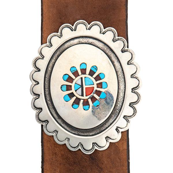 Peyote Bird Vintage Sun Face Inlay Concho Belt