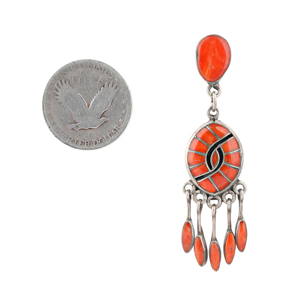 Peyote Bird Vintage Zuni Coral Earrings C. 1950's