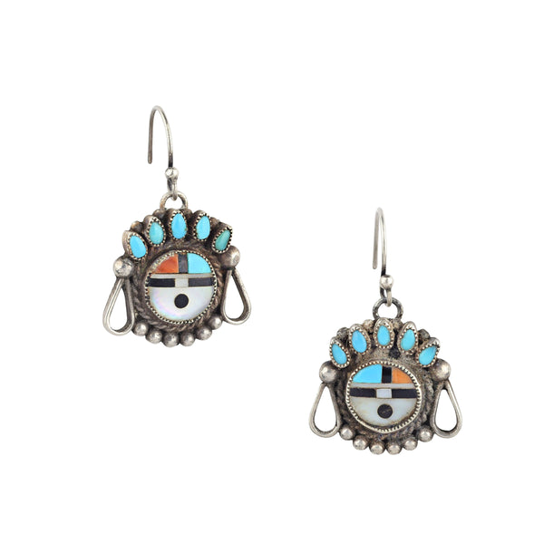 peyote bird Vintage Zuni Sun-Face Earrings