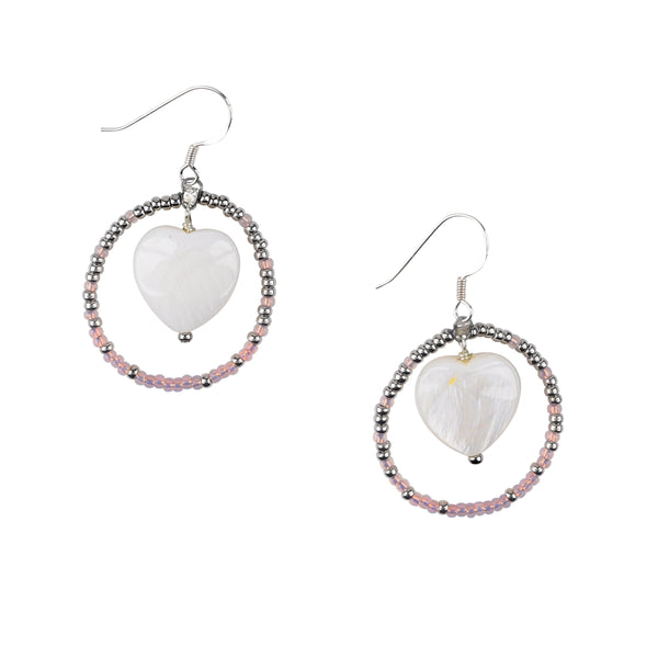 peyote bird White Heart Earrings