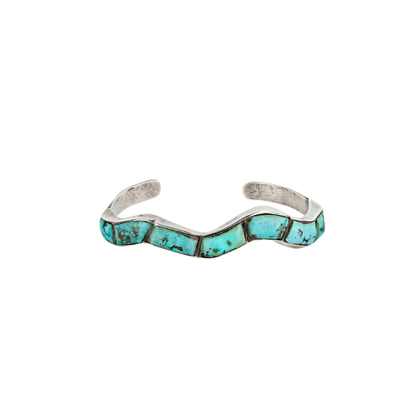 peyote bird Vintage Morenci Turquoise Wave Cuff (c. 1950's)