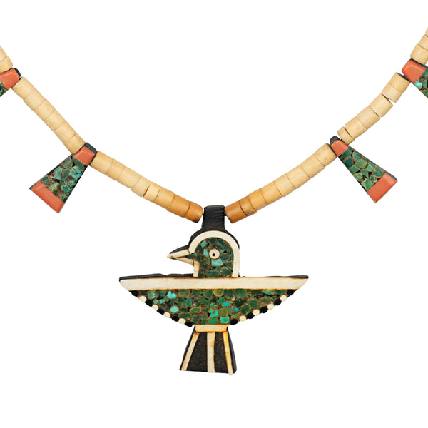 peyote bird Vintage Route 66 Battery Bird Necklace (c.1930's)