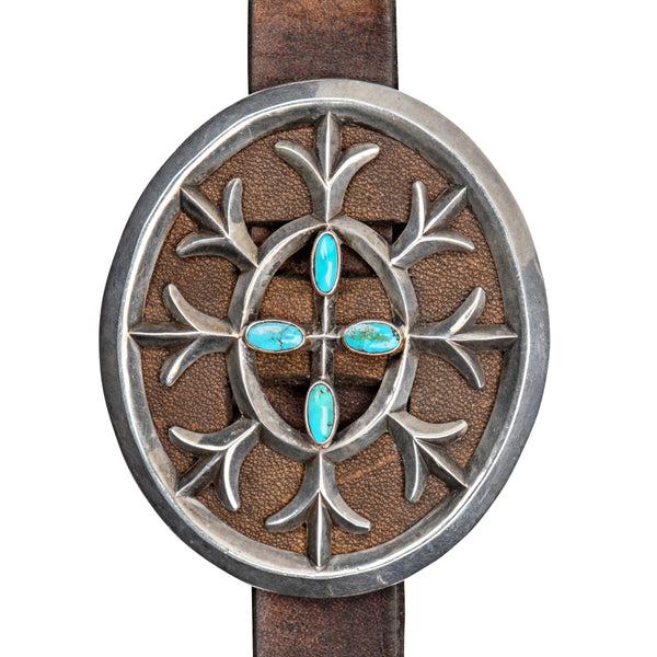 Peyote Bird Vintage Sand Cast Turquoise Concho Belt