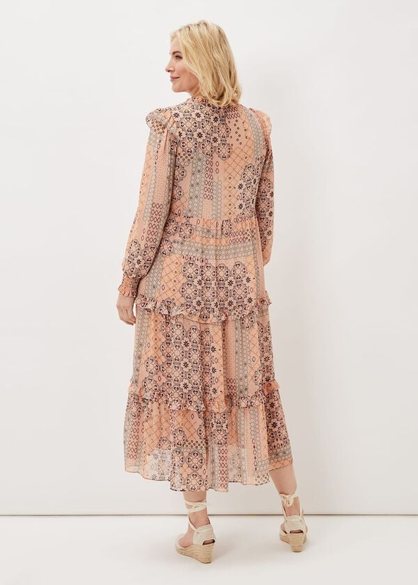 Phase Eight Ailsa Geometric Print Chiffon Midi Dress