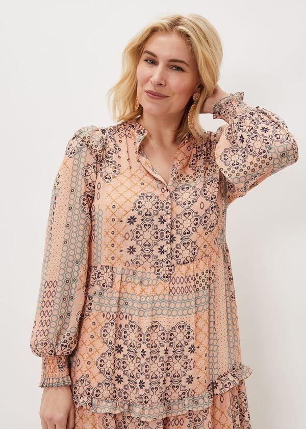 Phase Eight Ailsa Geometric Print Chiffon Midi Dress