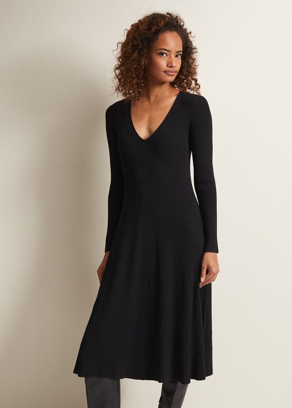 phase eight Amberlyn Black Fit And Flare Midi Dress