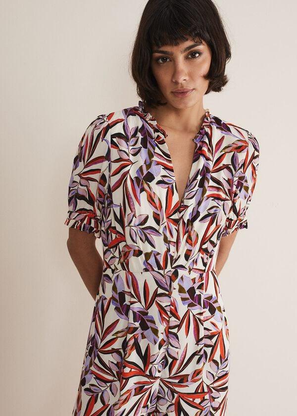 Phase Eight Astrid Leaf Print Cropped Wide Leg Jumpsuit