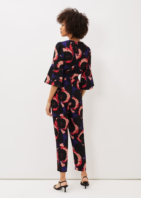 Phase Eight Darcey Floral Textured Tapered Jumpsuit