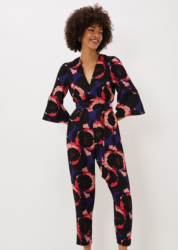 Phase Eight Darcey Floral Textured Tapered Jumpsuit