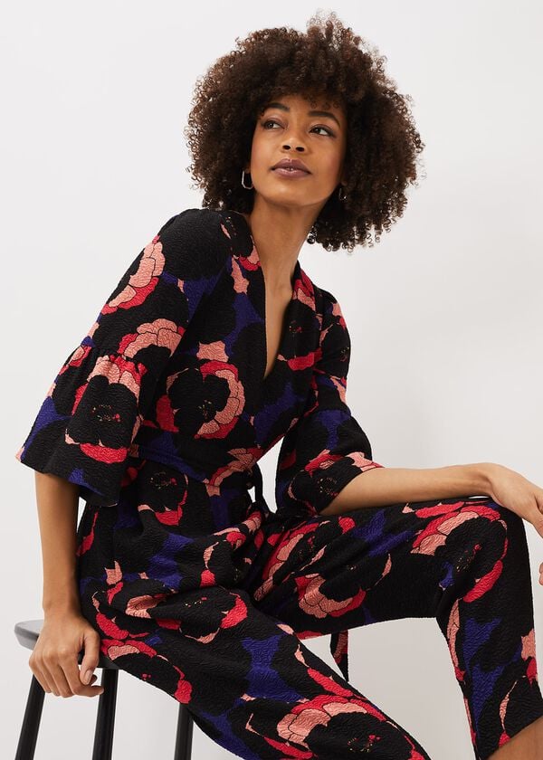 Phase Eight Darcey Floral Textured Tapered Jumpsuit