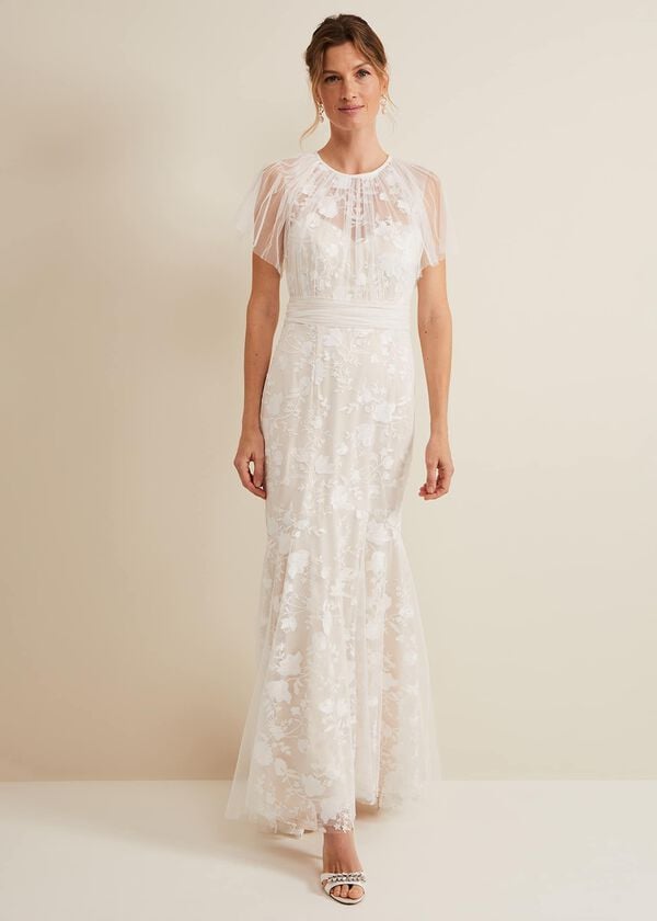 phase eight Delilah Mesh Embroidered Maxi Wedding Dress