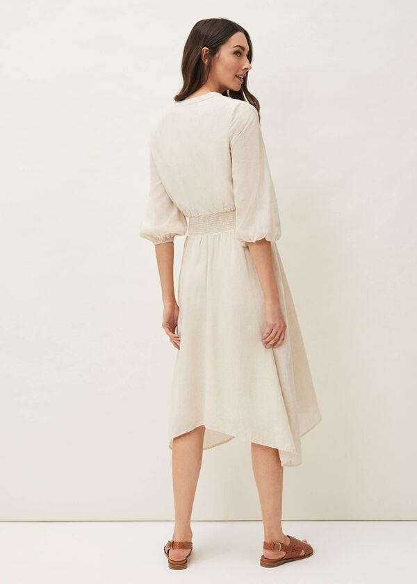 Phase Eight Elma Shirred Waist Puff Sleeve Midi Dress