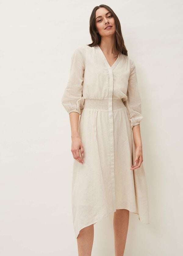 phase eight Elma Shirred Waist Puff Sleeve Midi Dress