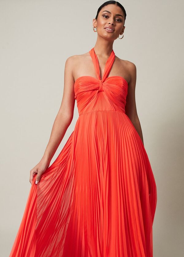Phase Eight Evangeline Pleated Halterneck Maxi Dress