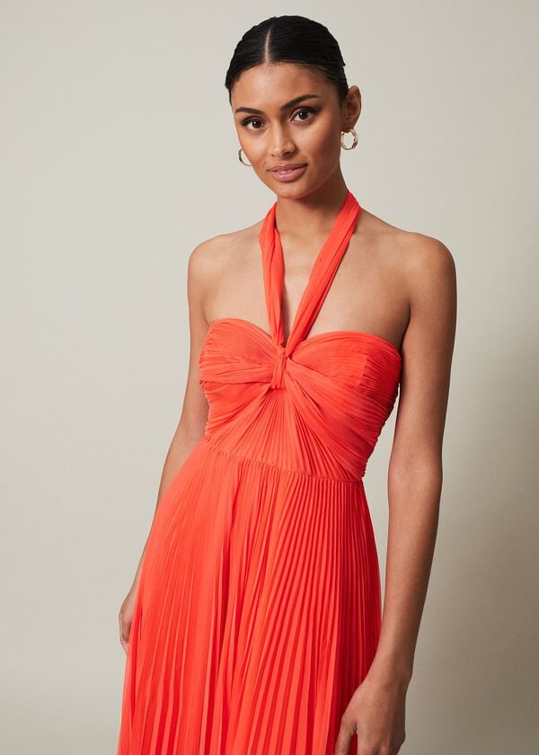 Phase Eight Evangeline Pleated Halterneck Maxi Dress