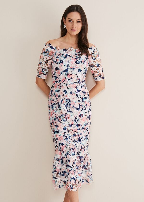 Phase Eight Francesa Off Shoulder Floral Print Dress