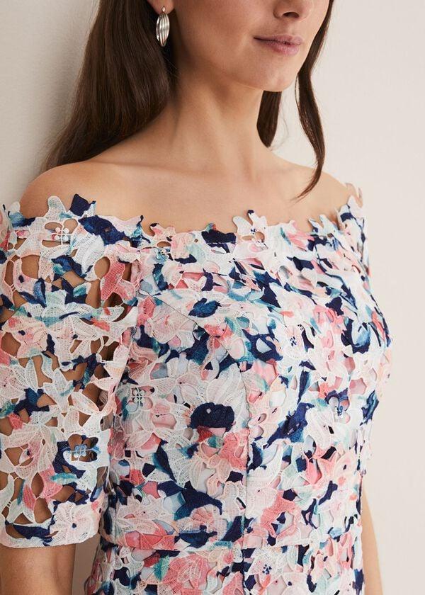 Phase Eight Francesa Off Shoulder Floral Print Dress