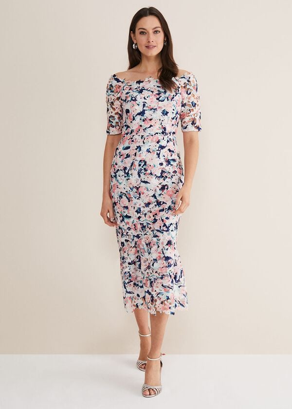 phase eight Francesa Off Shoulder Floral Print Dress