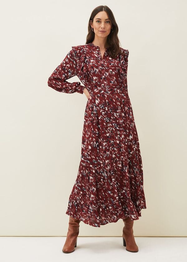 Phase Eight Helen Abstract Feather Print Midaxi Dress