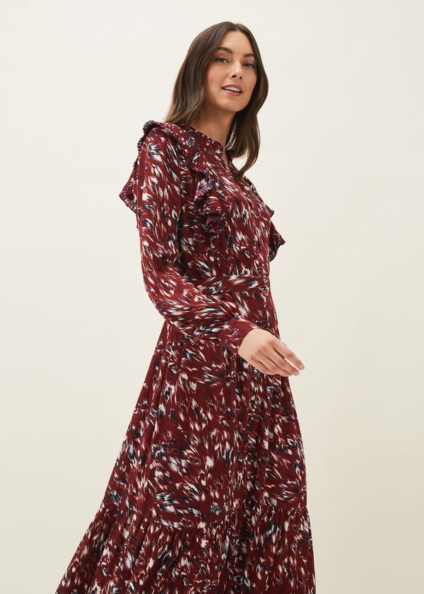 Phase Eight Helen Abstract Feather Print Midaxi Dress