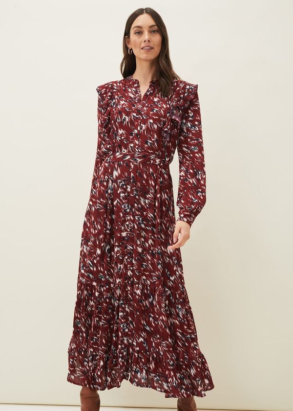 phase eight Helen Abstract Feather Print Midaxi Dress