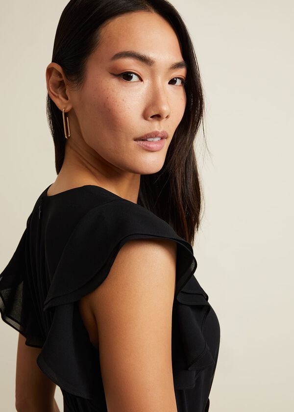 Phase Eight Isla Printed Skirt Ruffle Top Maxi Dress