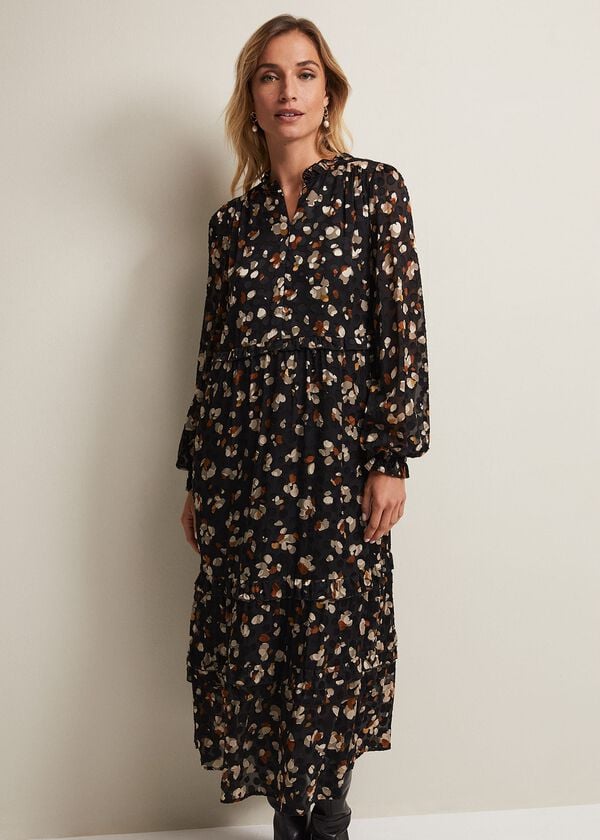 Phase Eight Karsyn Leopard Spot Textured Midi Dress