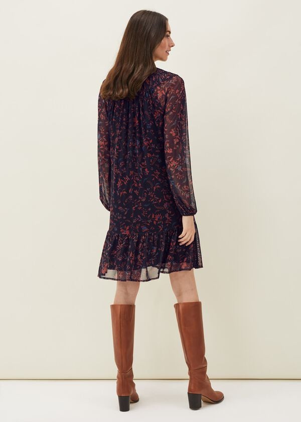Phase Eight Keleigh Floral Chiffon Bell Sleeve Dress