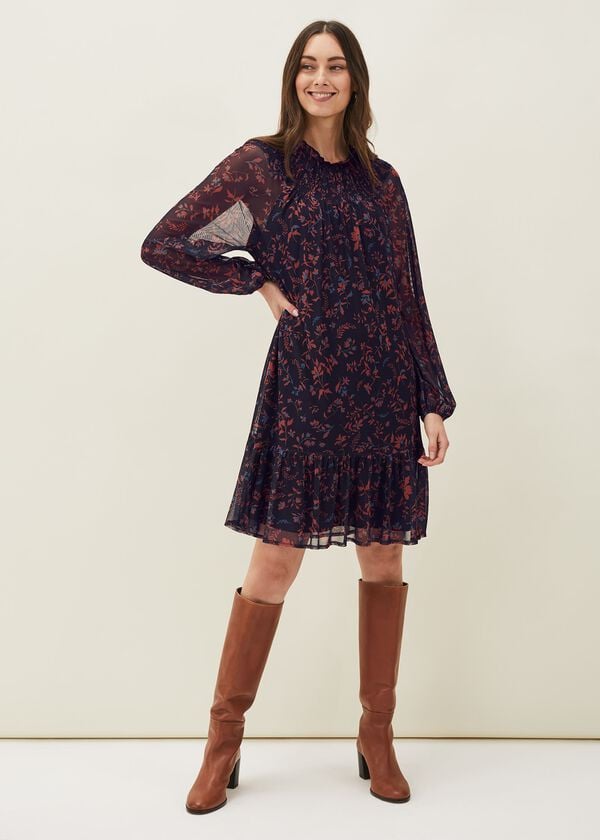 Phase Eight Keleigh Floral Chiffon Bell Sleeve Dress