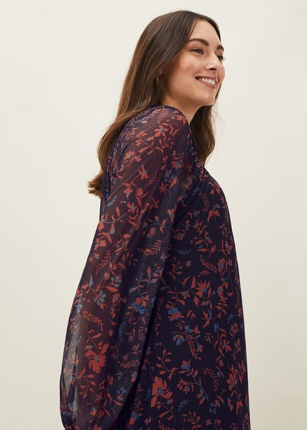 Phase Eight Keleigh Floral Chiffon Bell Sleeve Dress