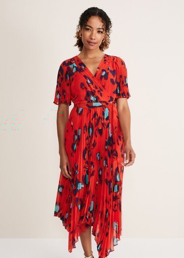 Phase Eight Kendall Butterfly Print Pleated Midi Dress