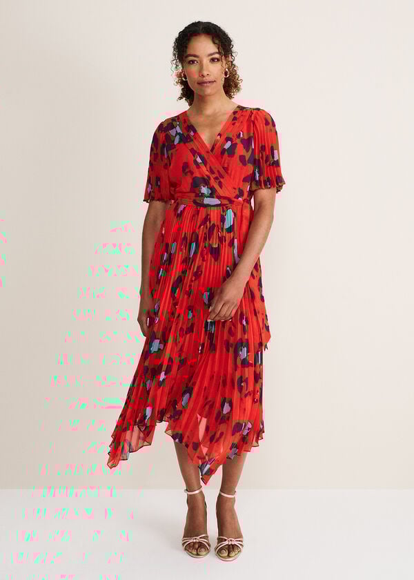 phase eight Kendall Butterfly Print Pleated Midi Dress