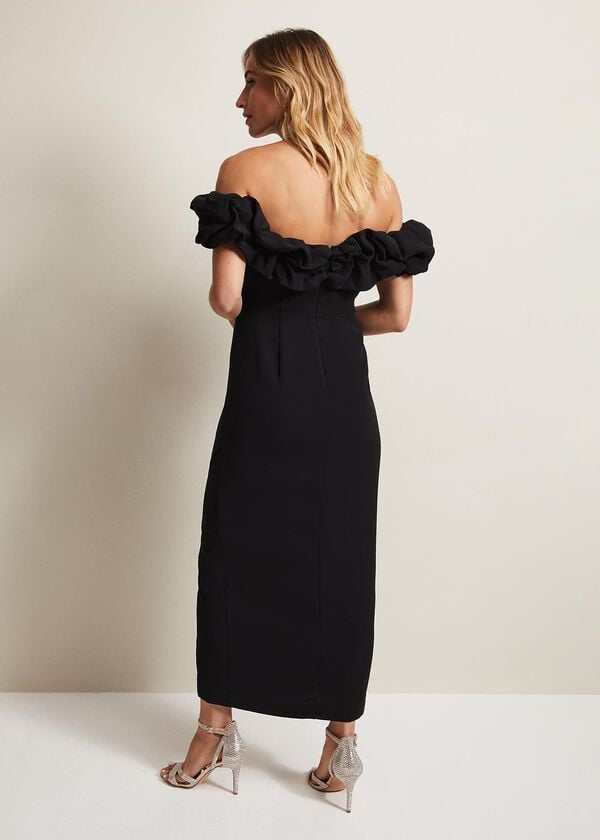 Phase Eight Mallory Black Off The Shoulder Maxi Dress
