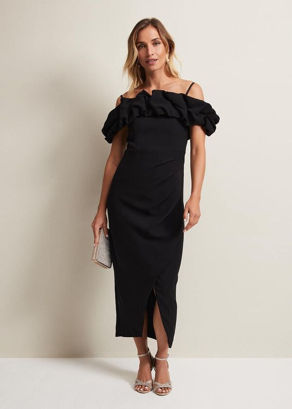 Phase Eight Mallory Black Off The Shoulder Maxi Dress